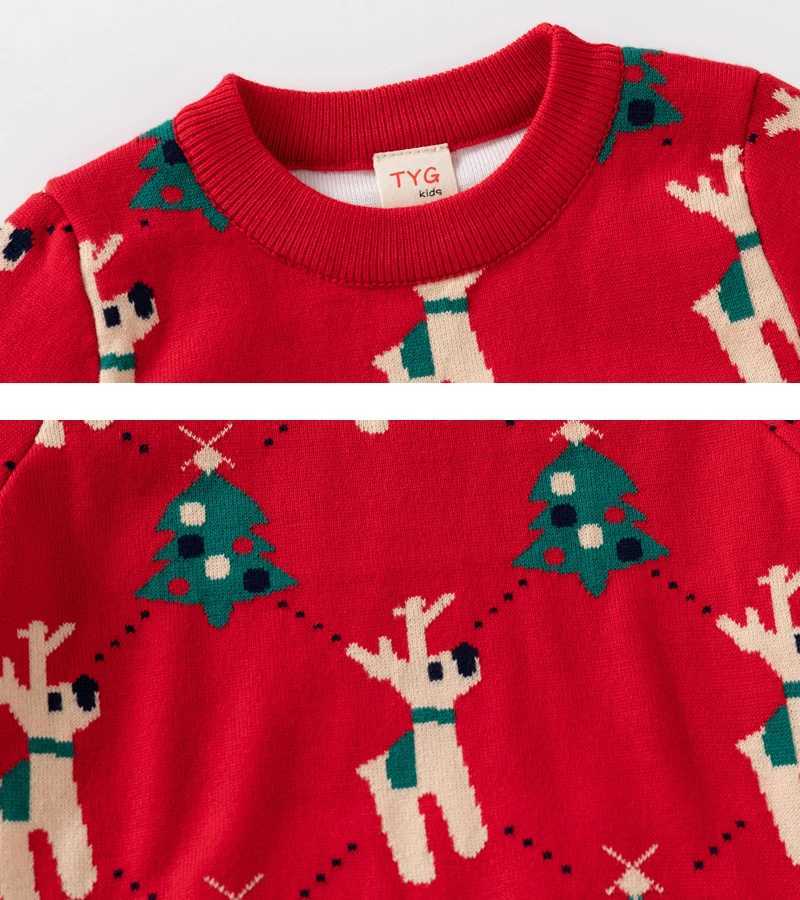 Winter childrens sweater long sleeved printed deer Christmas tree zipper Knitwear 2-6Y baby boy girl sweater childrens party clothing W241025