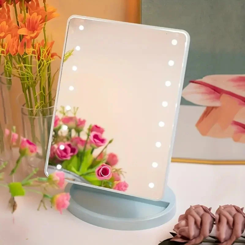 1pcLED desktop night light makeup mirror 360 degree rotating storage touch sensitive 241024