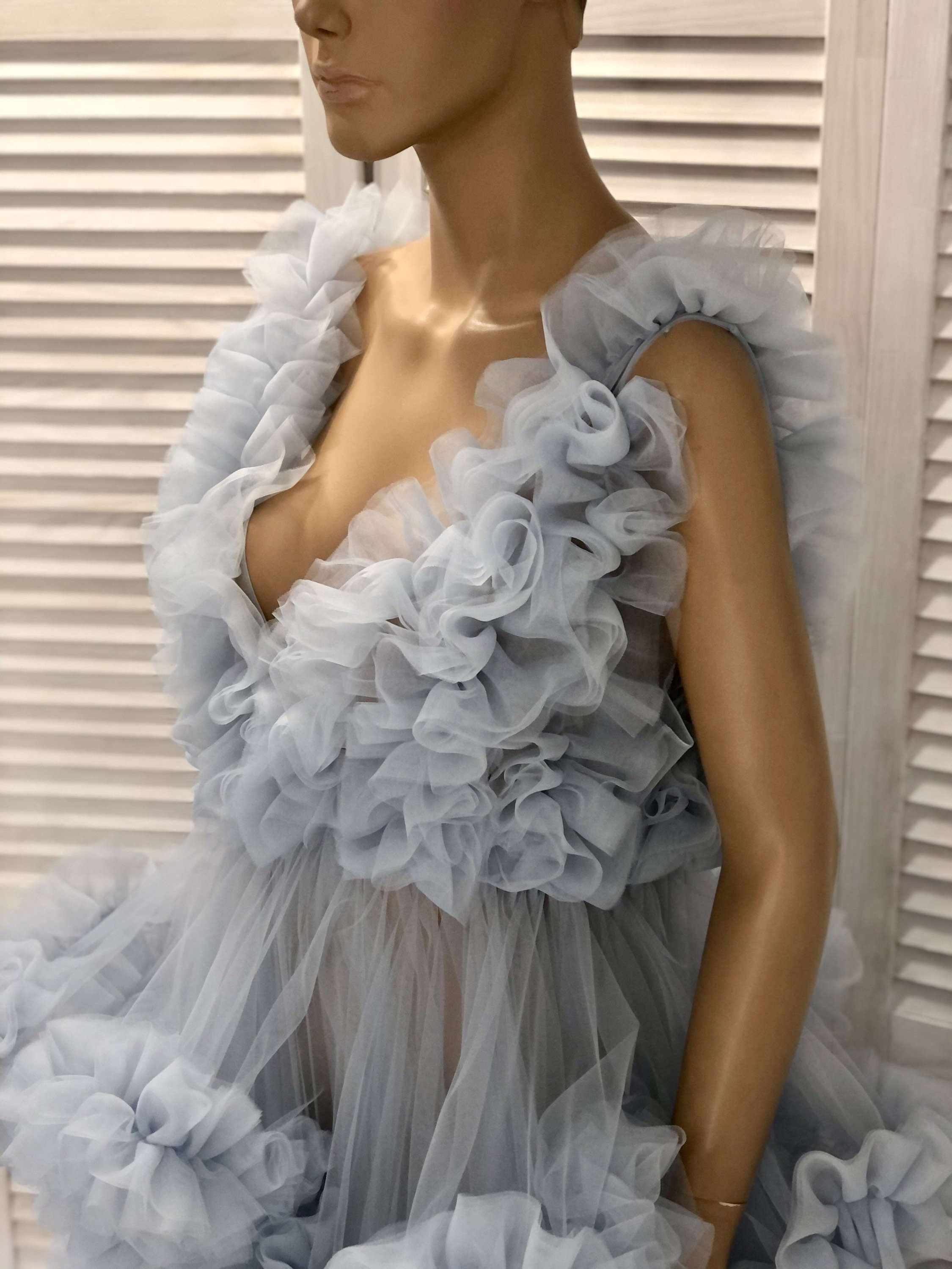 Puffy Women Bathrobe Ruffles V Neck Maternity Dresses Sleeveless Pregnant Tiered Nightgown Pijama Evening Dress Custom Made