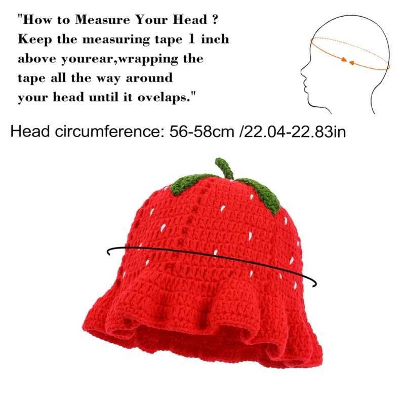 Handmade Fisherman Hat Handwoven Strawberry Crocheted Hat for Music FestivalX241025