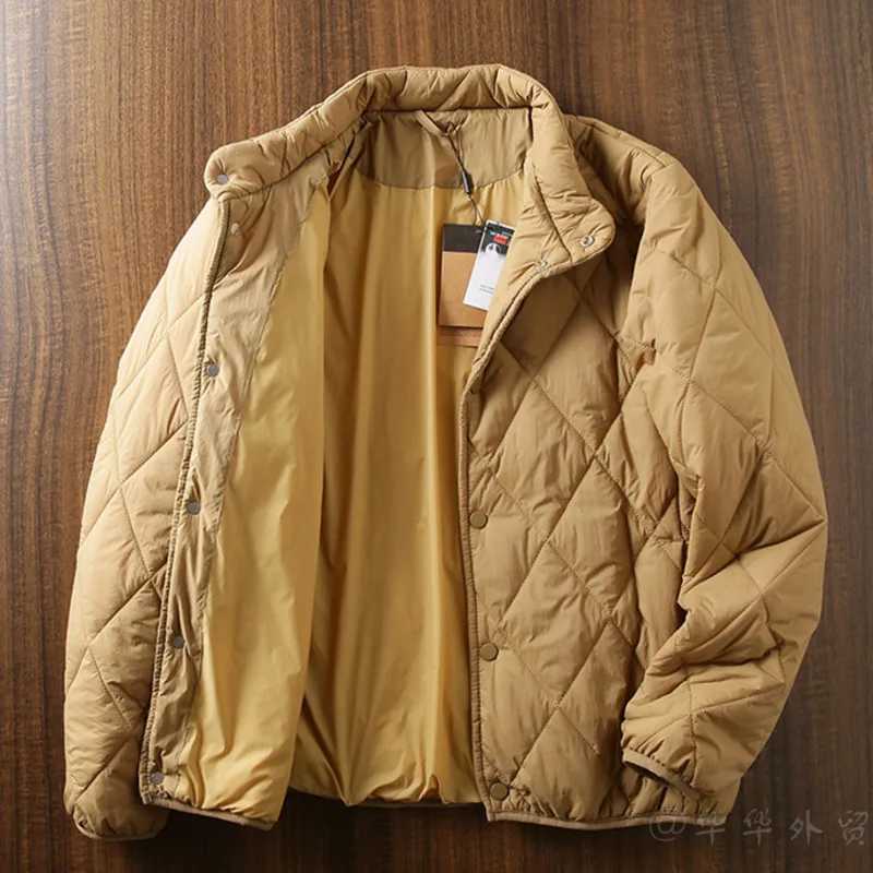 Mens cotton foam jacket for autumn and winter warm velvet lightweight waterproof stand up collar open top cotton jacket W241024