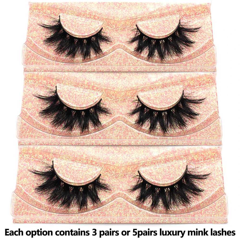 FOXESJI 3 pairs of 3D mink fluffy Wispy soft leather wallet mink false eyelashes can be reused eyelash extension thick false eyelash makeupW241024