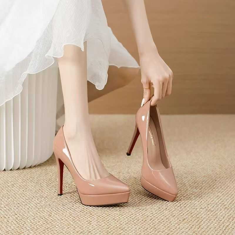 Heels sandals slides red bottomed Exquisite new slim heel pointed waterproof platform and sexy single shoe tall high heels womens shoes spring