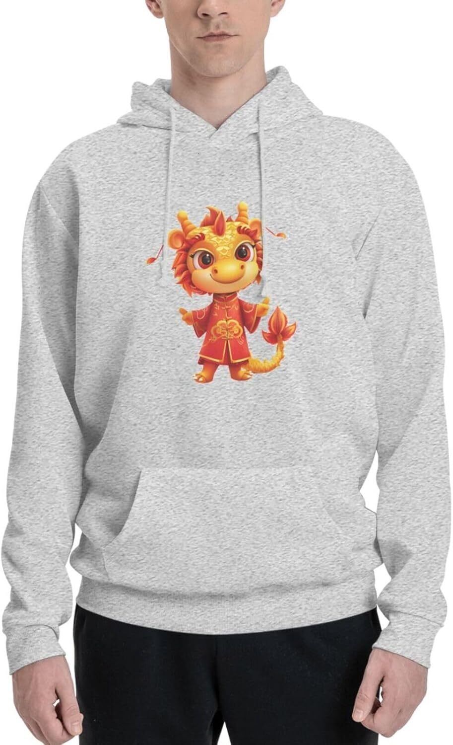 Hoodie for Mens Womens Funny Cartoon Chinese Dragon Print Hoodie for Women Men Animals Lovers Pullover Hoodies Sweatshirt Clothing Graphicnice