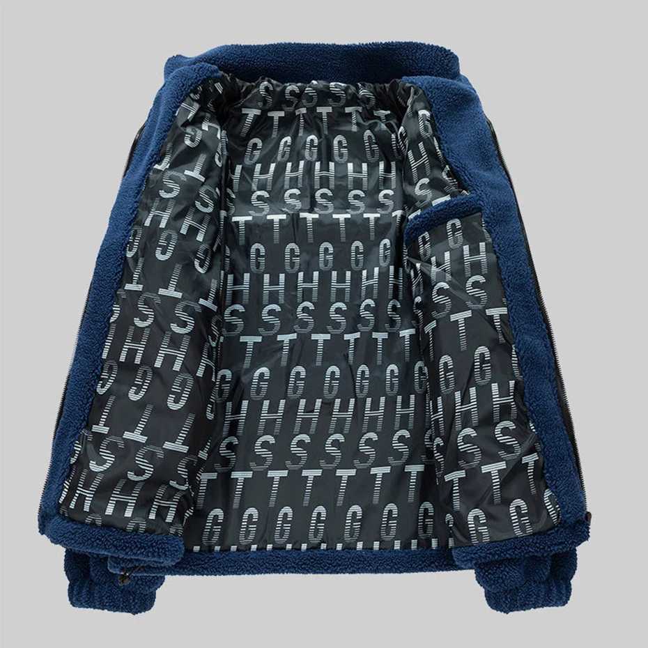 Winter jacket mens Plus size 7XL 8XL jacket color block splicing work Lambswool wool coat thick warm Parkas coat W241024