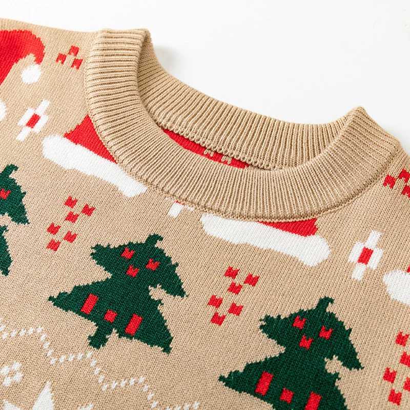 Christmas Bottom Sweater Winter Boys and Girls Christmas Warm Cotton Zipper Childrens Knitting Autumn Childrens Printed Knitting 2-6 Years W241025