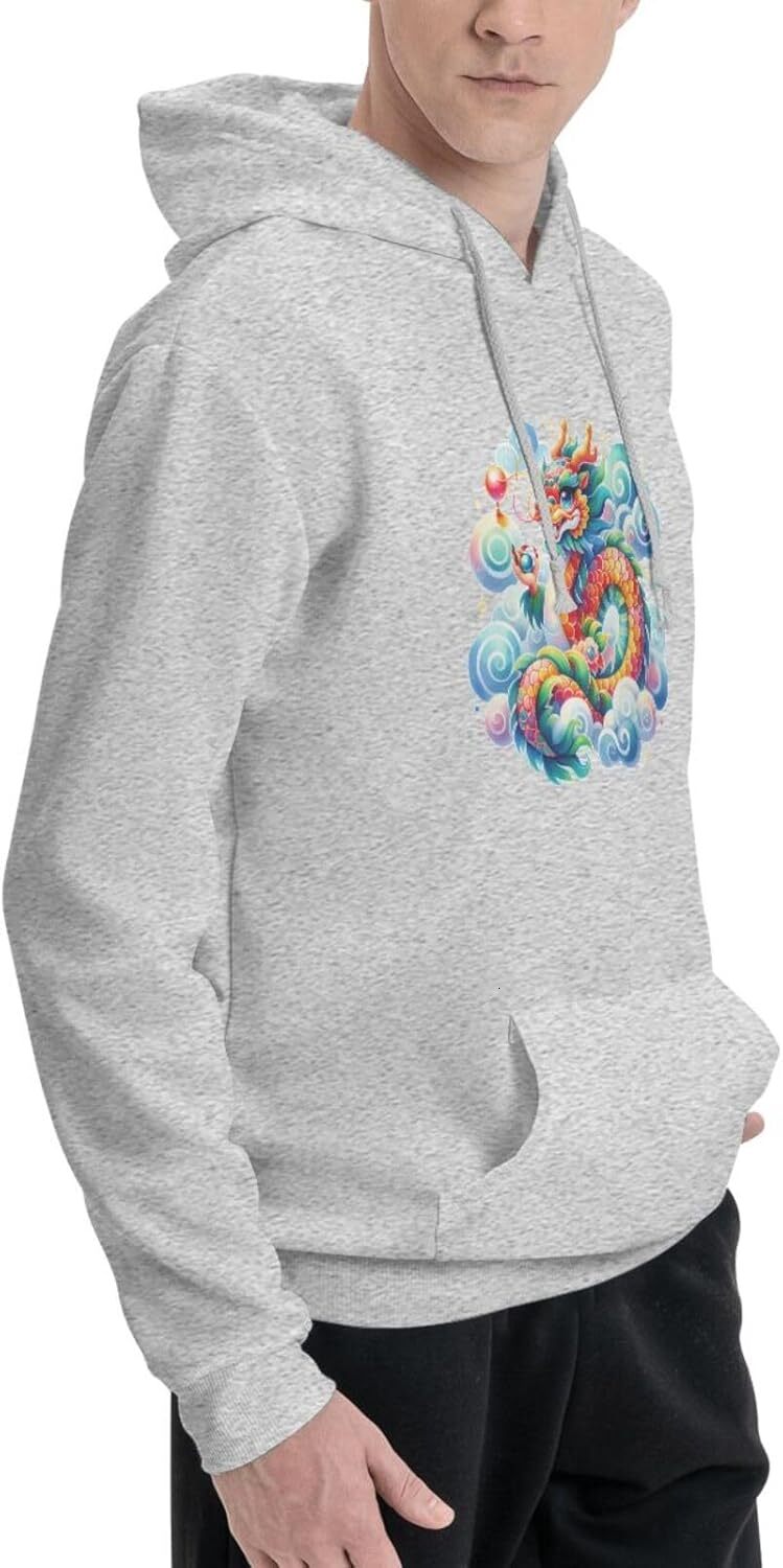Hoodie for Mens Womens Funny Cartoon Chinese Dragon Print Hoodie for Women Men Animals Lovers Pullover Hoodies Leisure