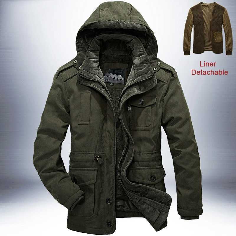 Parkas Outdoor Wind Winter Jacket Mens Thick Warm Parkas Quty Cashmere Lining Detachable 2-in-1 LTI Pocket Jacket W241024