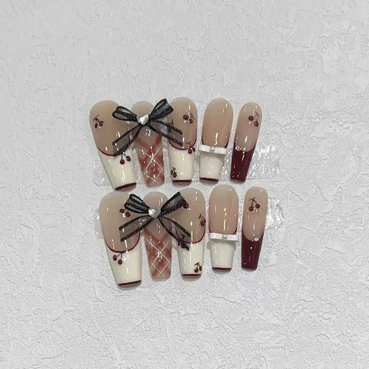 10Pcs Short Ballerina Handmade Press on Nails Pink Cat Eye Fake Nails Wearable Stick-on Nails Full Cover False Nail Uas XJ241025