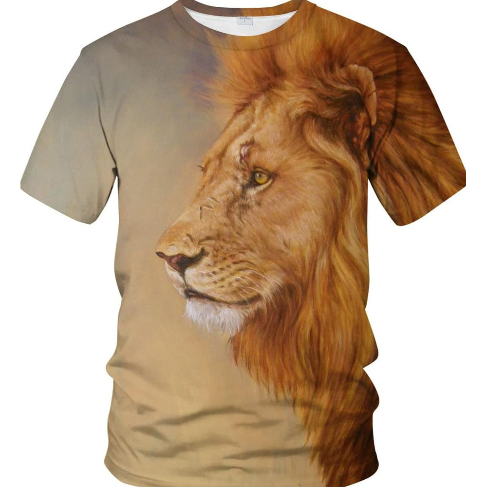 Mens T shirt Mens Animal Lion 3D Printed T-Shirt Casual Short Sleeve Tee Shirt,Multicolor2,S tee Casual tops summer clothes Hip hop trend cool