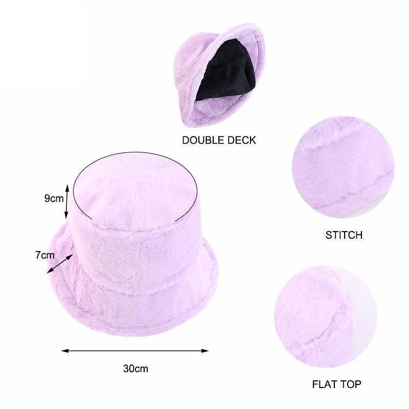 Fashion Imitation Rabbit hair fisherman hat women winter basin hat head round plush senior sense face small bucket Hat CapX241025