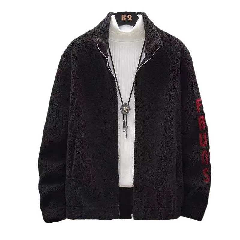 Autumn and winter mens wool stand up collar jacket mens embroidered sweater wool cashmere coat top W241024