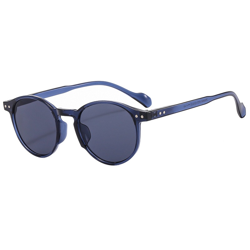 Frame Round Rice Nail European and American Cross-border 2024 New Fashion Trend Street Photography Concave Shaped Hip-hop Sunglasses