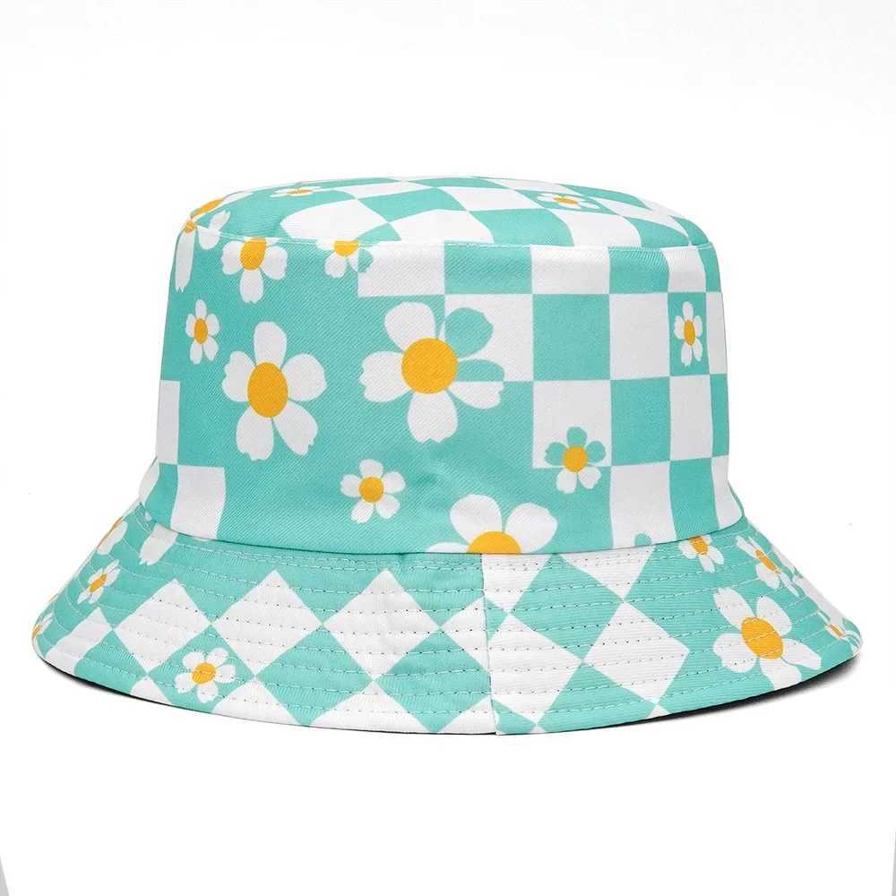 Summer sun hat mens bucket hat cotton Bob Panama girl beach travel outdoor reversible yellow duck fisherman hat W241024