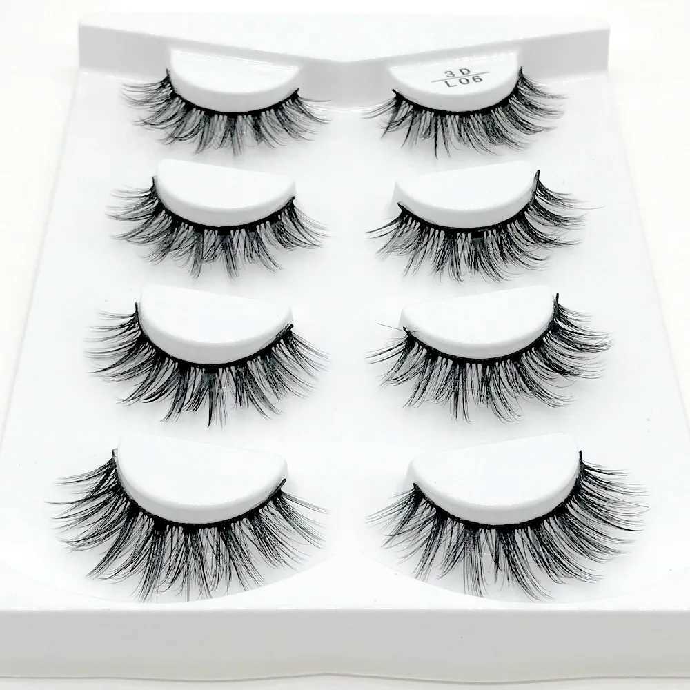 HBZGTLAD 4 pairs of natural false eyelashes false eyelashes long makeup 3D mint eyelashes extended eyelashesW241024
