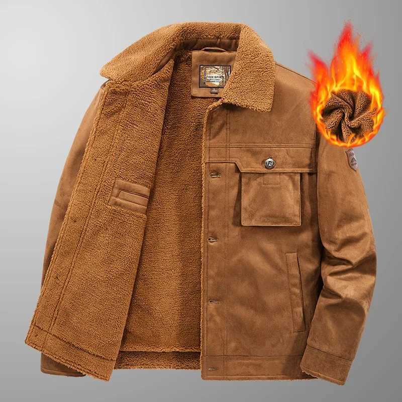 Winter outdoor new mens jacket thickened warm casual jacket lapel windproof mens clothing fully matched W241024