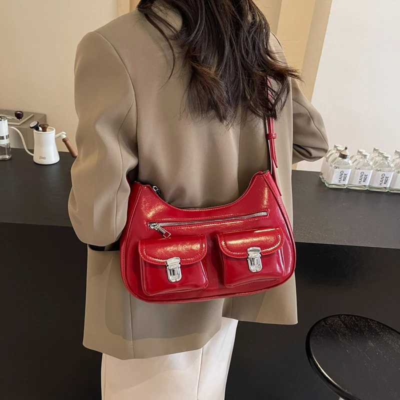 Women Fashion Shoulder Bag Adjustable Strap Pu Underarm Stylish Crossbody Multi Pockets Simple Armpit Chic Hobo 241025