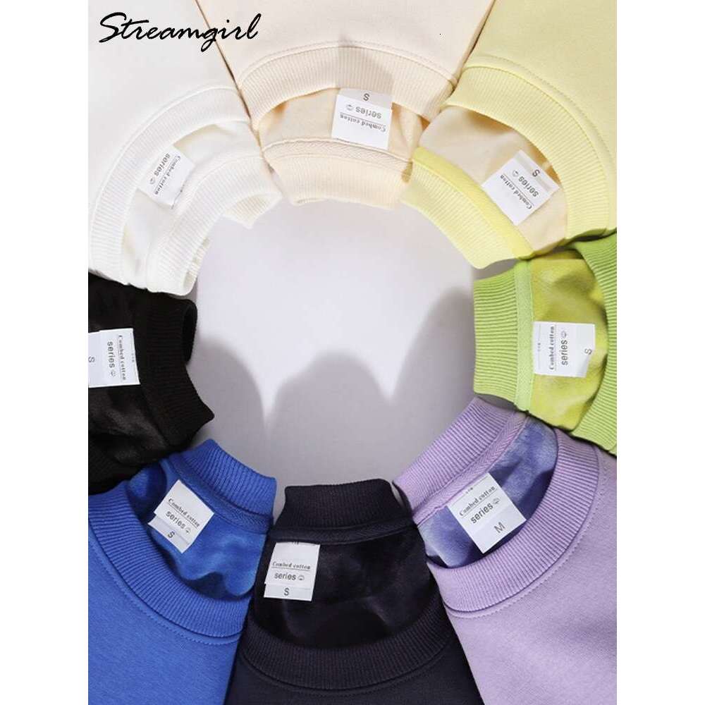 Streamgirl Thick Warm Fleece Oversize Winter Veet Pullovers Classic Basic Purple Sweatshirts For Women Loose