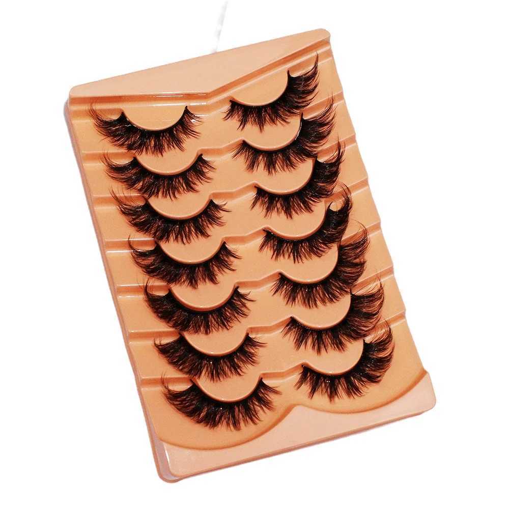 7 pairs of cat eye eyelashes eye tip length slim curly fluffy false eyelashesW241024