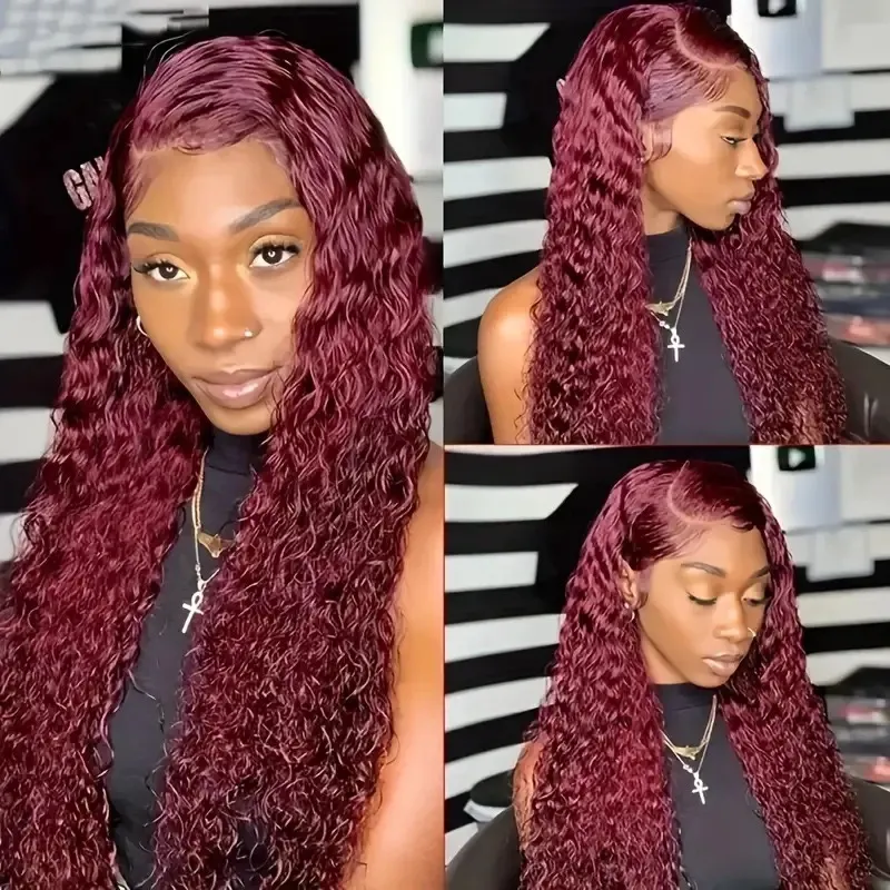 Brazilian Water Wave Lace Front Wig High-Density for African American Women - Natural Look Synthetic Hair