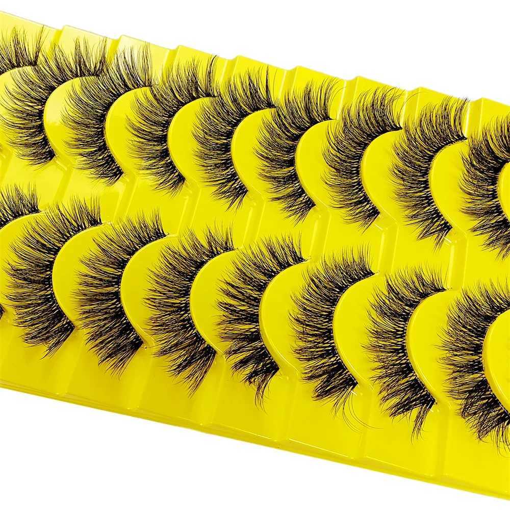 10 pairs of transparent eyelashes with natural Wispy fluffy appearance Russian striped eyelashes 3D effect cat extended false eyelashesW241024