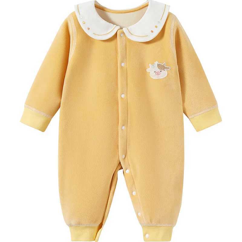 Baby Bodysuit Outgoing Warm and Plucked Mens and Womens Autumn Clothing Infant Romper Set Autumn and WinterXJ241025