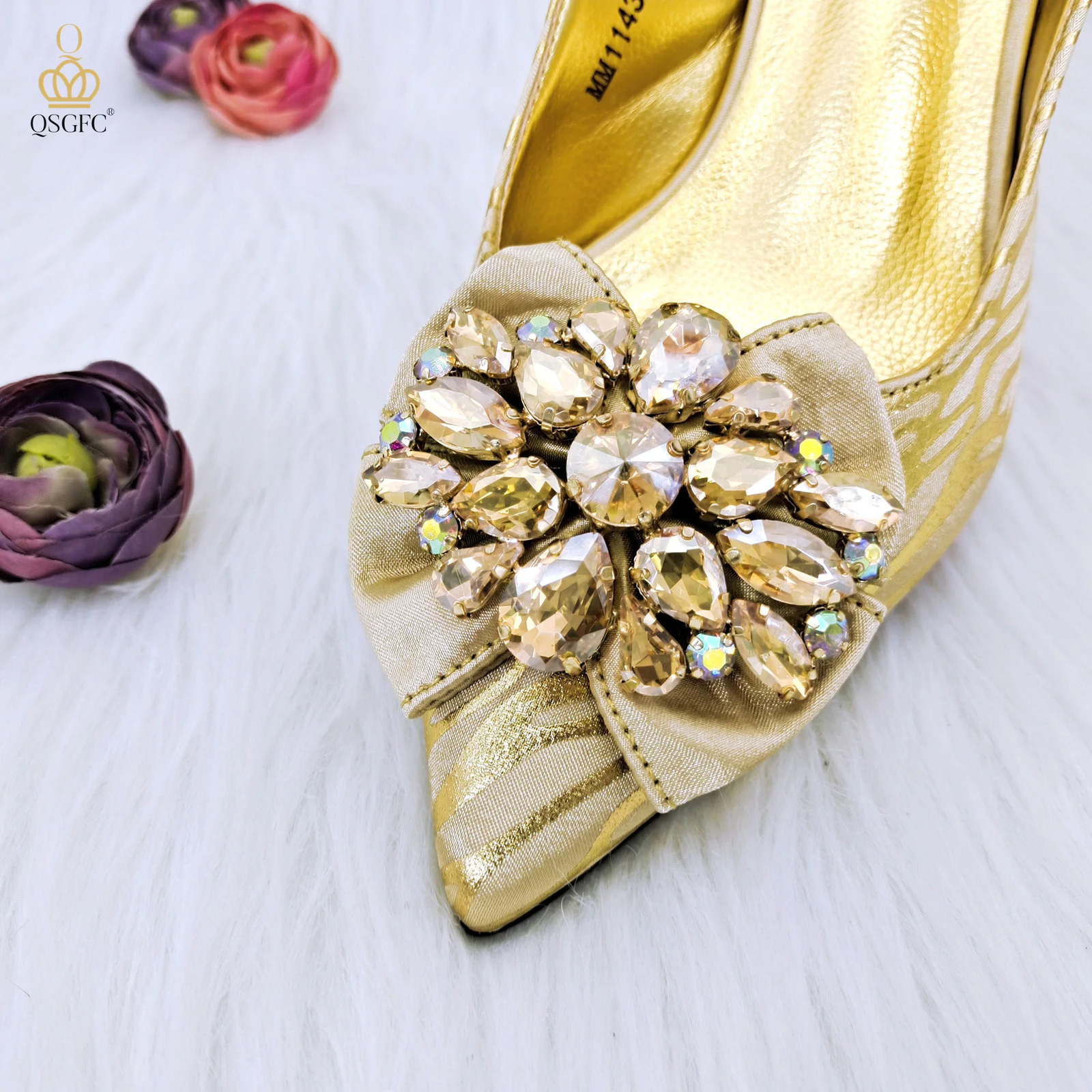 African golden fashion point boots daily wearable or party womens 3D clutch bag 241024