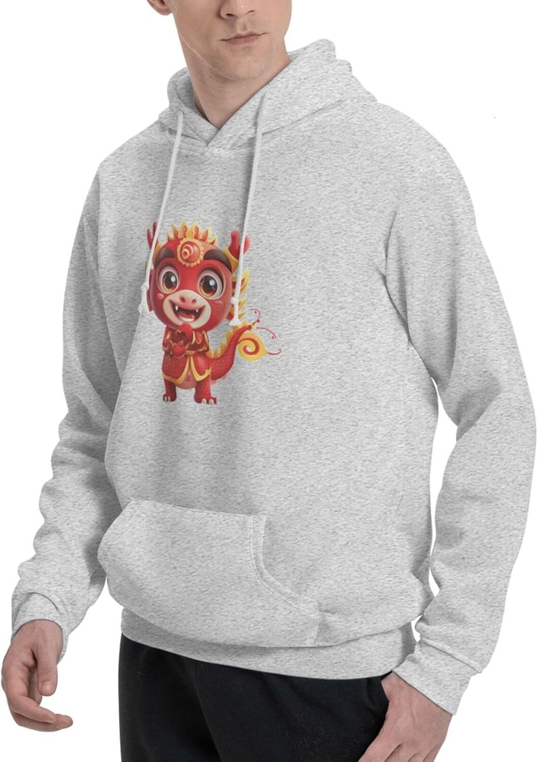 Hoodie for Mens Womens Funny Cartoon Chinese Dragon Print Hoodie for Men Animals Lovers Pullover Hoodies Sweatshirt Clothing Graphic Simple leisure
