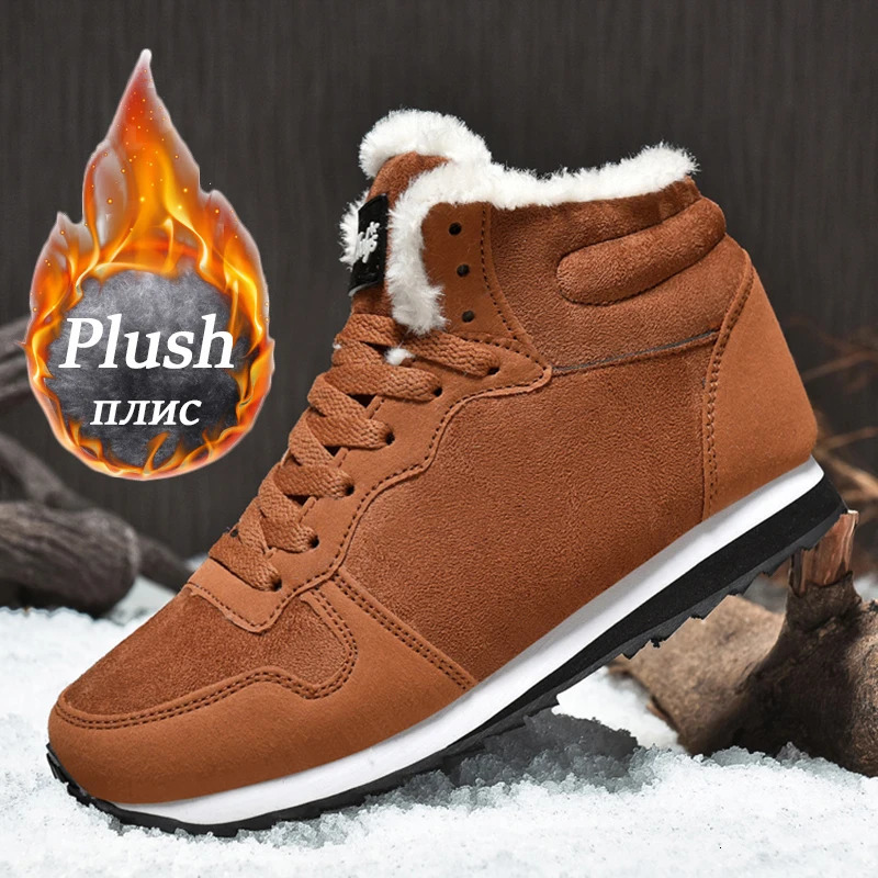 Winter snow boots mens plush warm womens boots suede leather ankle boots comfortable and lightweight couple waterproof sports shoes large size 48 2410