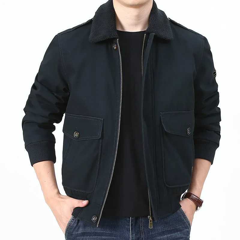 Mens Flce Thick Cashmere Winter Jacket Flce Thick Warm Jacket Solid Color Zipper Windproof Jacket W241024