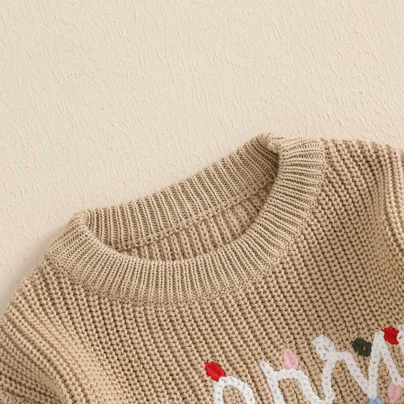 Childrens holiday sweater comfortable winter Knitwear Festive Pullover warm jumping top with cute embroidery design W241025