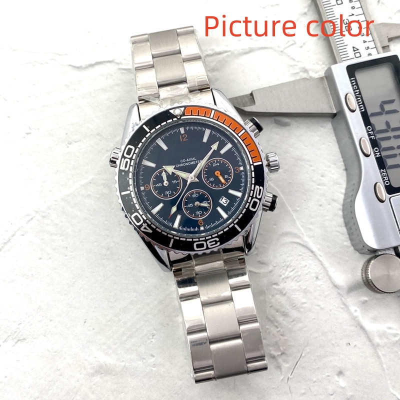 Ome WristWatches for Men 2024 New Mens Watches 40mm Six stitches All Dial Work Quartz Watch Top Luxury Brand Chronograph Clock Steel Belt Men Fashion Sea