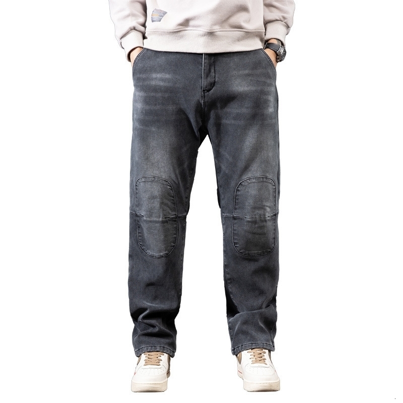 Winter Mens Spliced Jeans Brushed Thick Hip Hop Baggy Warm Denim Pants Casual Cargo Trousers Loose Jean Bottoms 241010