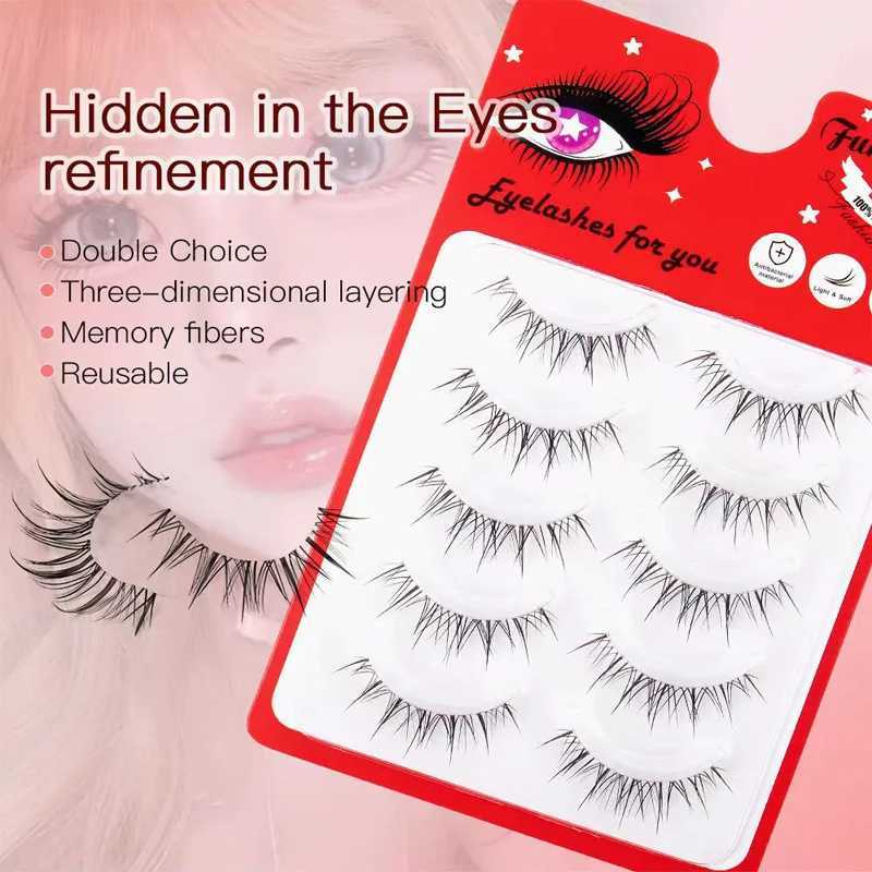 New 5 pairs of A/M shaped natural manga eyelashes soft eyelashes thick fake eyelashes manga daily dates makeup eyelashes WispyW241024