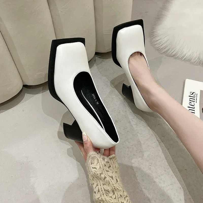High Quality Spring and Autumn Real Leather Mary Jens Womens Shoes Grand Square Toe Shallow Pump Womens Lolita Shoes T241024