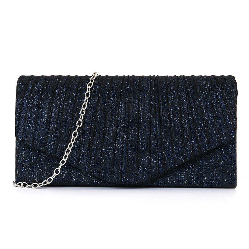 CMM New Banquet Bag Womens Handbag Folded Stripe Cap Flash Material Evening Dress Party Womens Bag