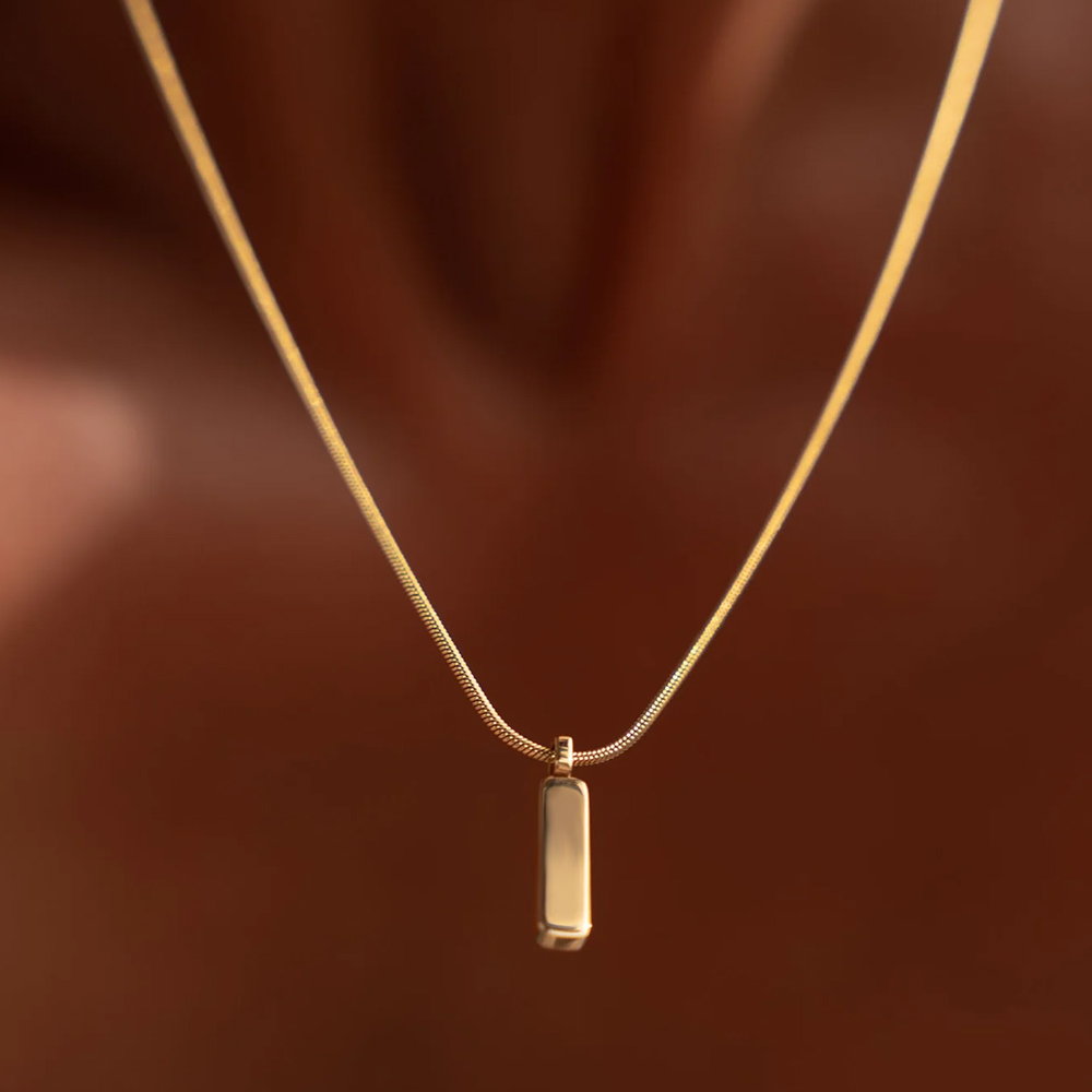 Stainless Steel White Gold Cuban Chain Box chain Man Bar Pendant Necklace Square Chain Necklace Jewelry For Mens
