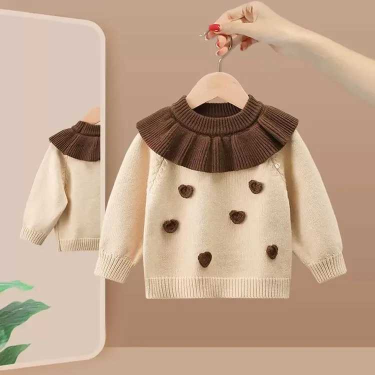 Girls autumn and winter baby girl knitted top 2024 new project fashionable thick coat suitable for little girls winter clothing W241025