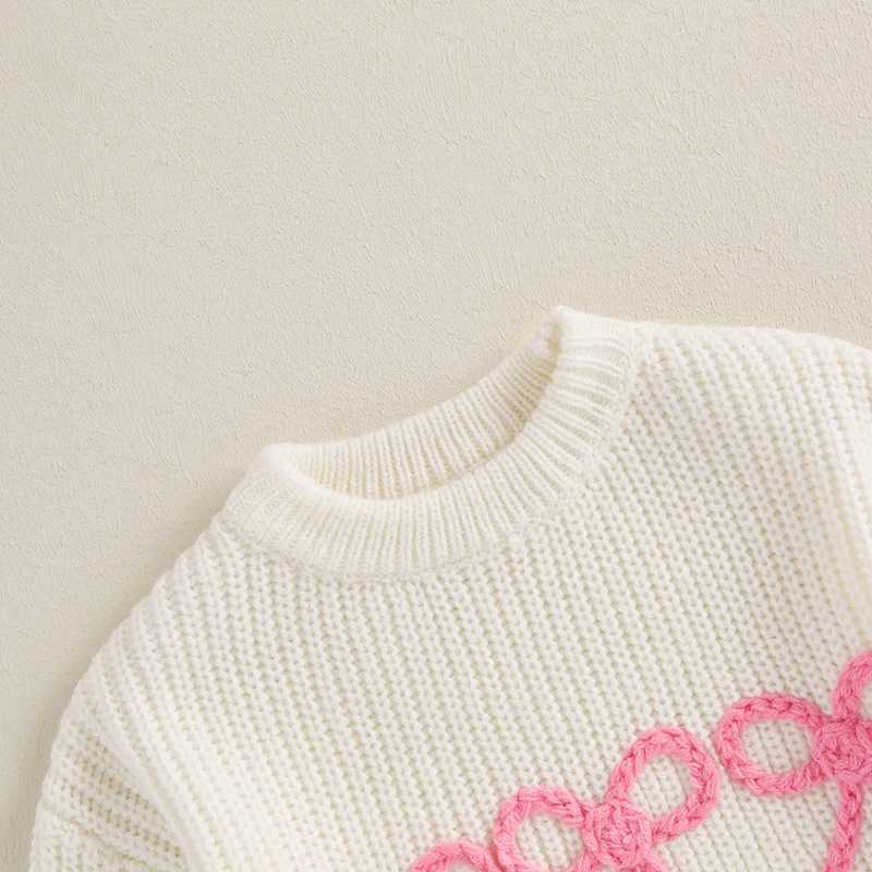 Preschool Children Baby Girls Autumn Winter Sweater Long Sleeve Crewneck Bow Embroidered Warm Pull Knitted Jumper Top W241025