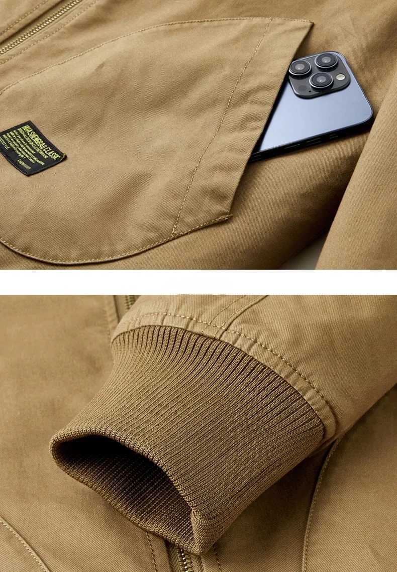 Mens wool jacket autumn solid color Flce workwear plus size outdoor travel collar jacket mens warm cotton clothing W241024