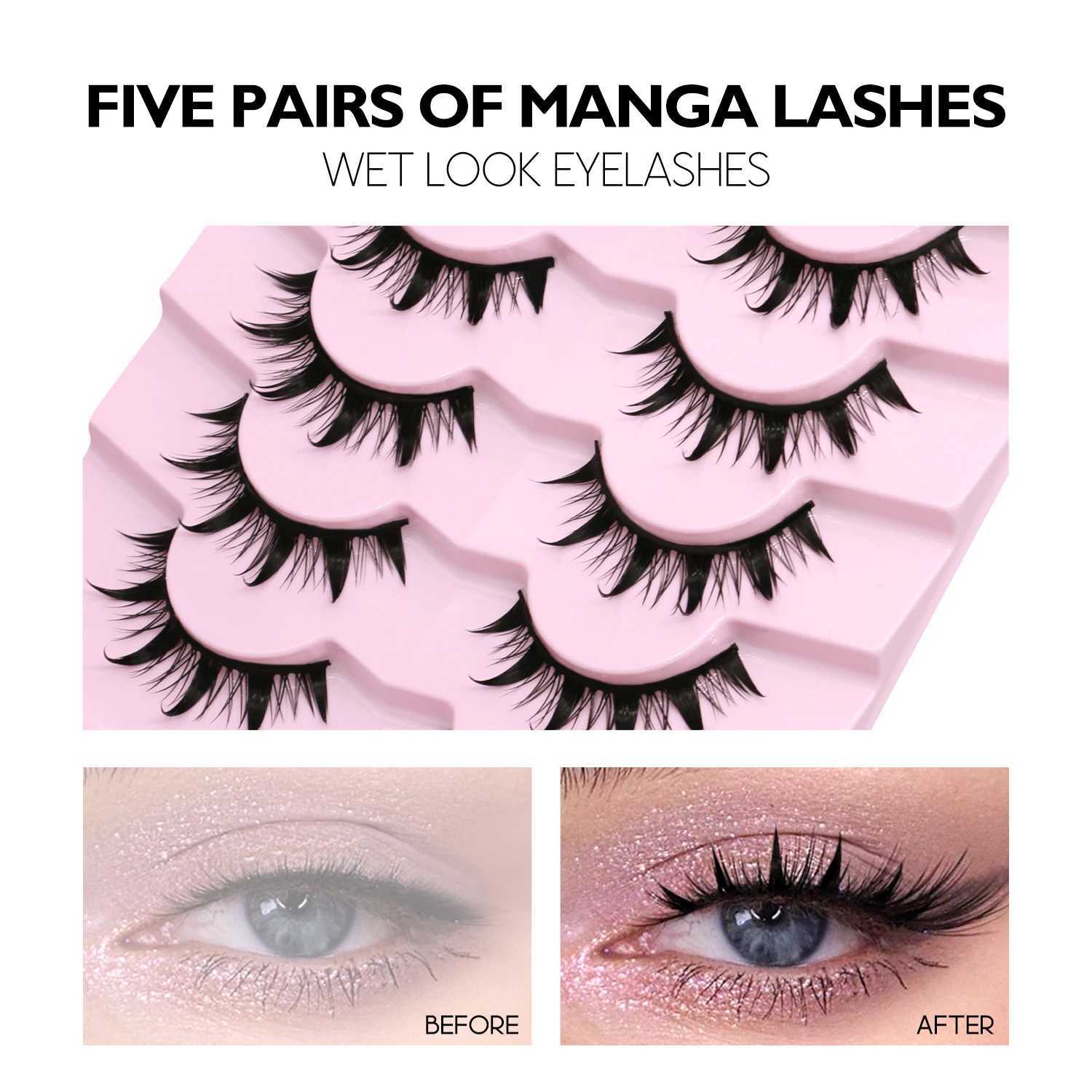 Groinneya new manga eyelashes soft natural eyelashes devil eyelashes manga eyelashes daily date makeup eyelashes Wispy eyelashesW241024