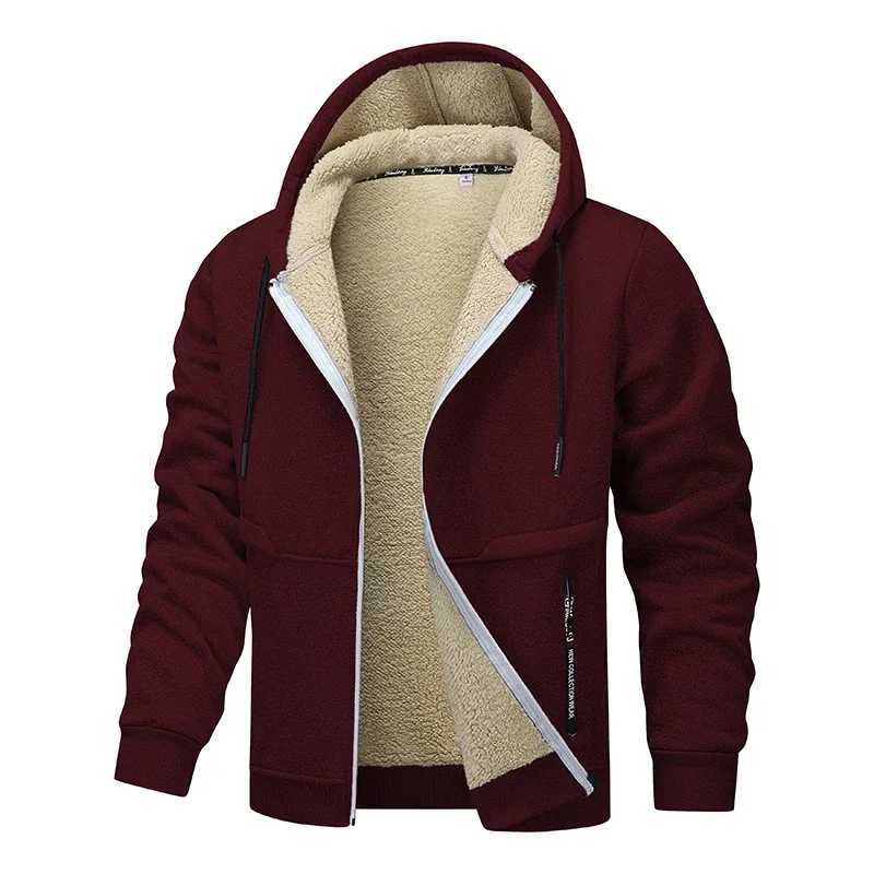 Winter Lambswool Zipper Hoodie Thick Warm Jacket Mens Long Sleeve Sweater Casual Sports Wool Jacket Hoodie Mens Jacket W241024