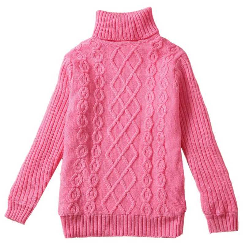 Children boys girls turtle neck sweater striped cross knit autumn unisex warm bottom knit W241025