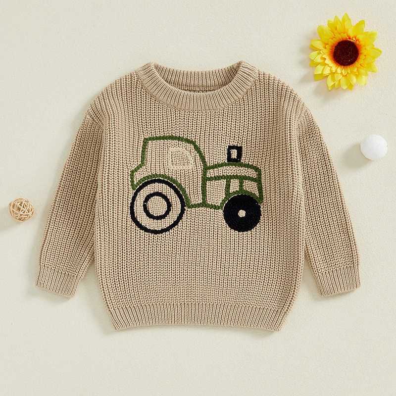 Baby Sweater Autumn Winter Preschool Long Sleeve Truck Embroidery Knitted Sweater Baby Children Boys and Girls Zipper Sweater W241025