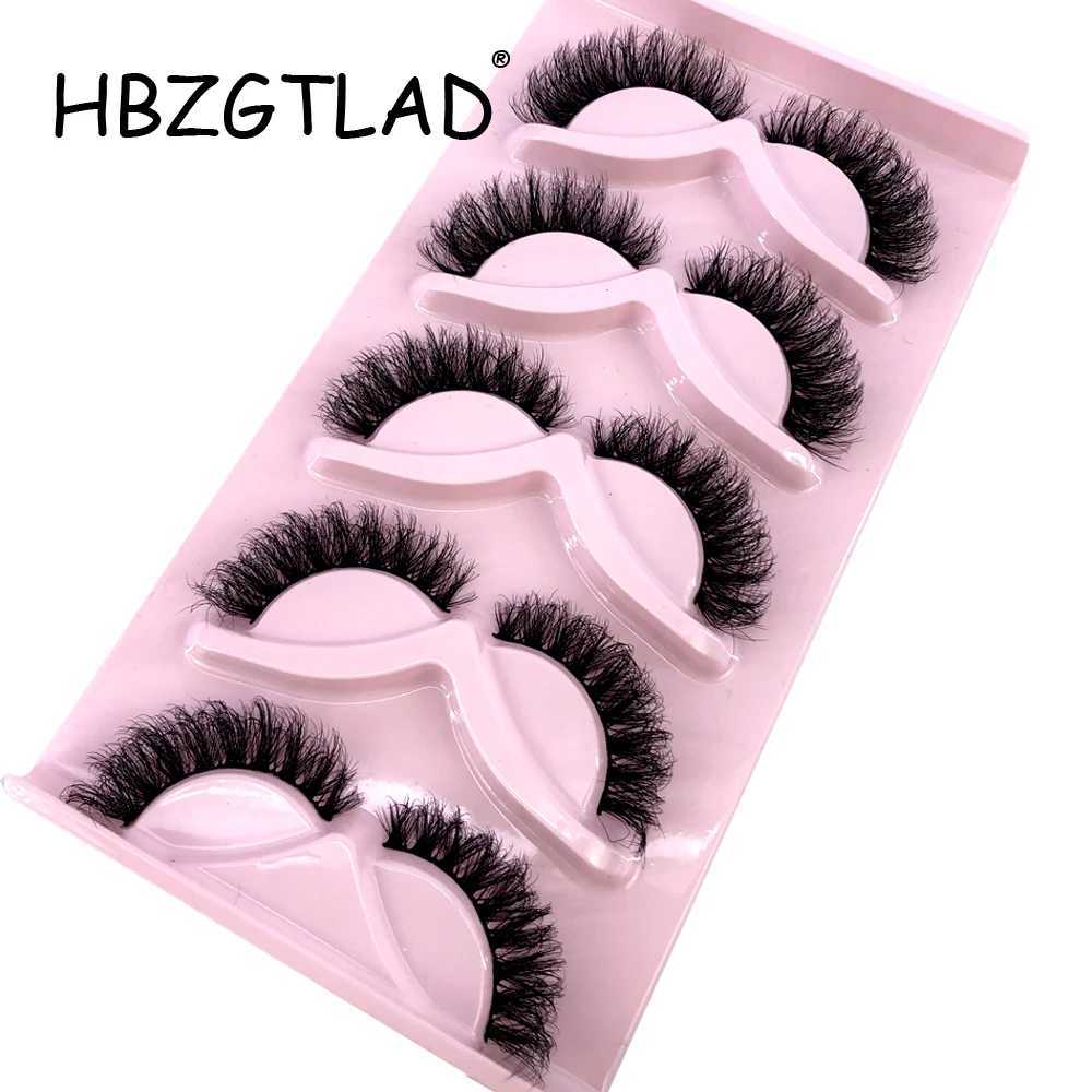 HBGZTLAD False Eyelash Cat Eye Wispy End Long Eye Thick Mink Eyelash Fluffy Short Natural False Eyelash 5-Pair PackagingW241024