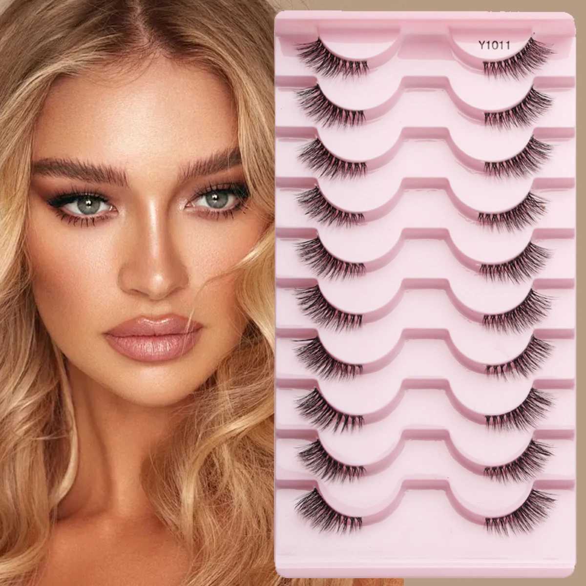 YSDO 3/10 Double Wispy Half Eyelash Fluffy False Eyelash Strip Soft Artificial Mink Eyelash Makeup Roll Eyelash Extension ToolW241024