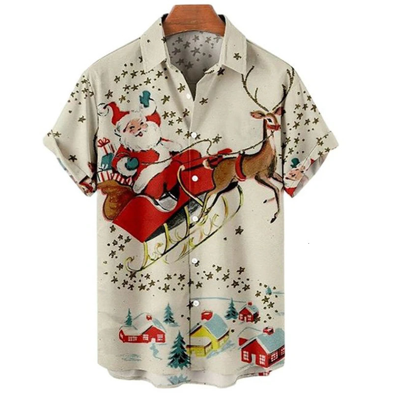 Summer Funny Hawaiian Shirts 3d Print Christmas Casual Men Women Beach Short Sleeve Blouse Fashion Mens Vocation Lapel Camisa 241025