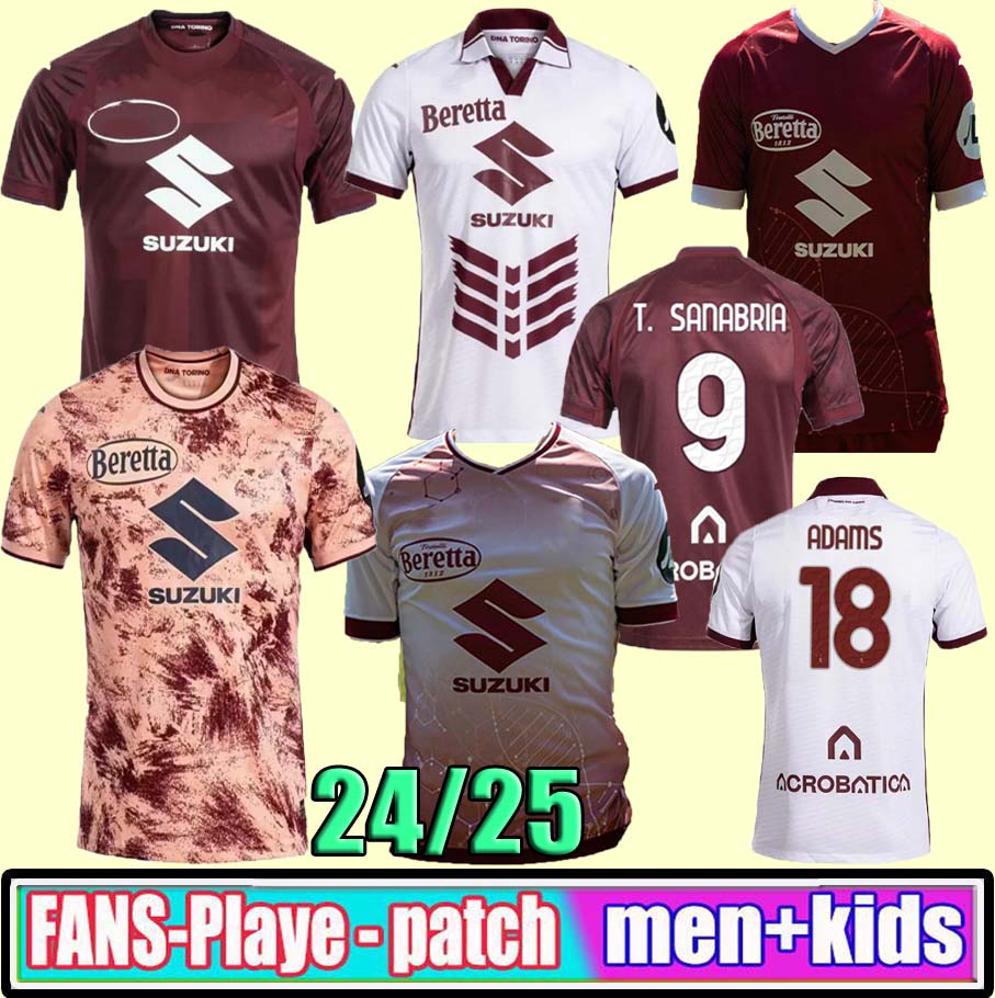 2024 Torino FC RICCI Mens Soccer Jerseys 24 25 Home T. SANABRIA ILIC PELLEGRI ZIMA BUONGIORNO away 3rd Football Shirts