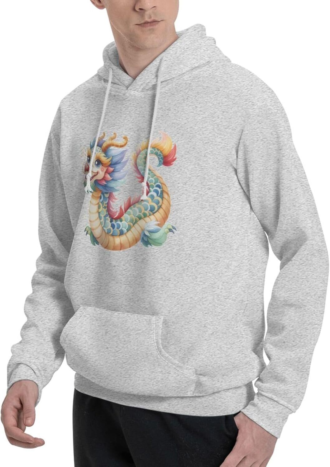 Hoodie for Mens Womens Funny Cartoon Chinese Dragon Print Hoodie for Women Men Animals simple Lovers Pullover Hoodies Sweatshirt Clothing fashion