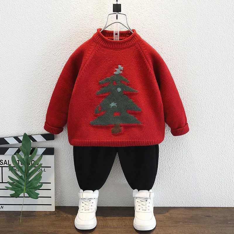 Boys sweaters wool jackets childrens tops knitted 2024 cartoon thick warm winter autumn latte art Christmas gifts sports childrens clothing W241025